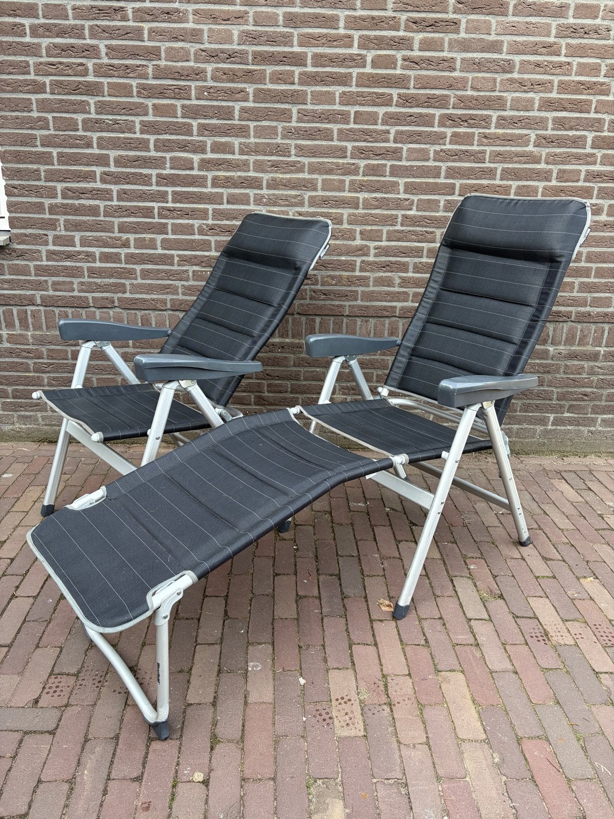 2 Westfield standen stoelen met voetenbank, Ophalen, Gebruikt, Aluminium, Inklapbaar