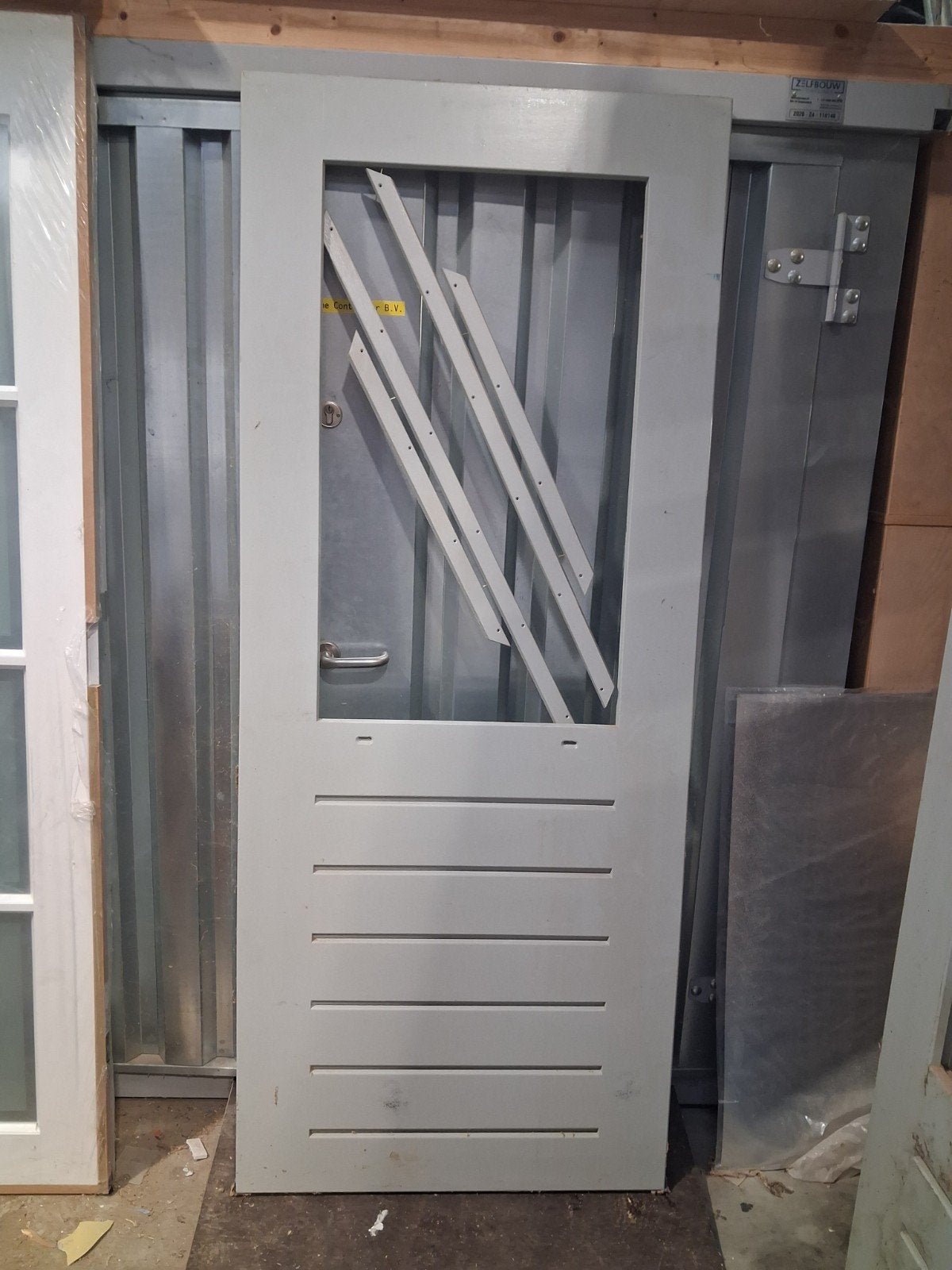 hardhouten buitendeur dubbel glas 220x 83x 4 cm, Ophalen, 80 tot 100 cm, Nieuw, 200 tot 215 cm