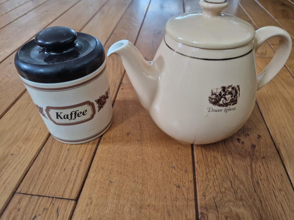Originele Douwe Egberts koffiepot en voorraadpot ecru, Antiek en Kunst, Ophalen of Verzenden