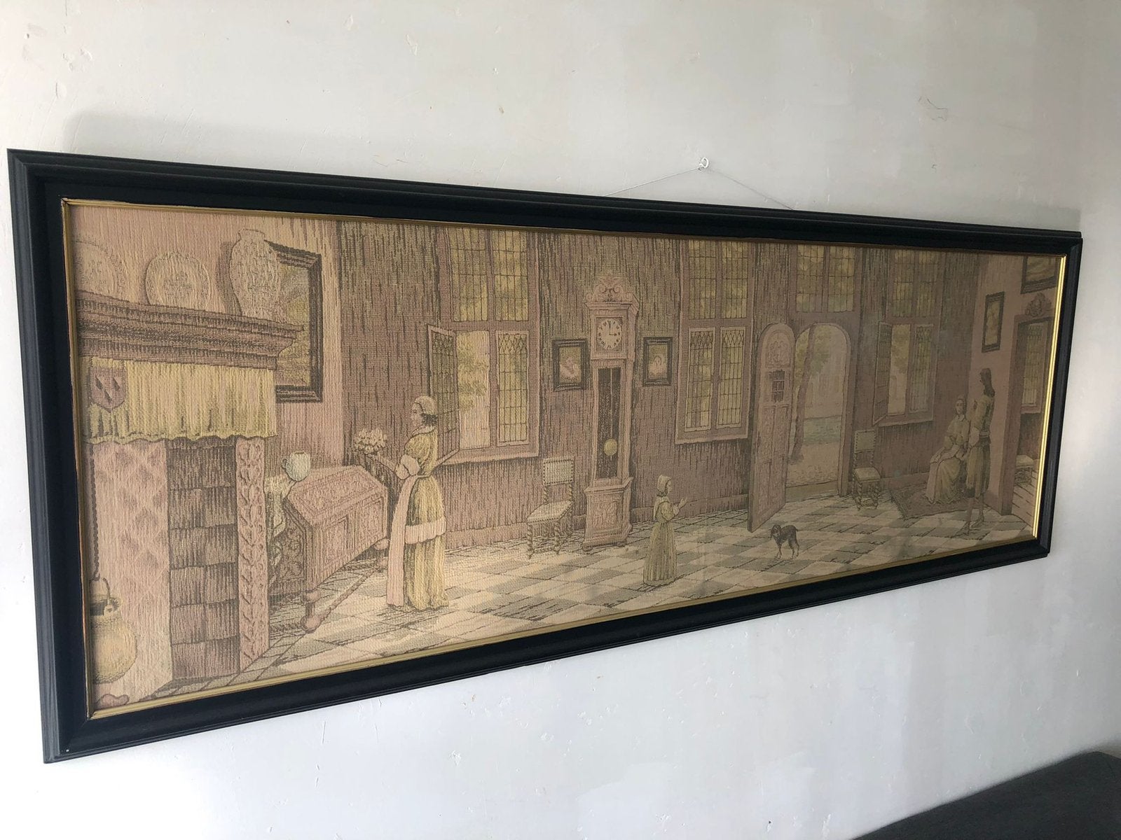 Gobelin periode 1920 / 1940  incl lijst + ontspiegeld glas, Antiek en Kunst, Kunst | Schilderijen | Klassiek, Ophalen, Klassiek