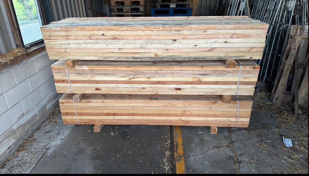 Houten balken 5x10x244 - 125 stuks, Tuin en Terras, Ophalen, Zo goed als nieuw, 250 cm of meer, Balken