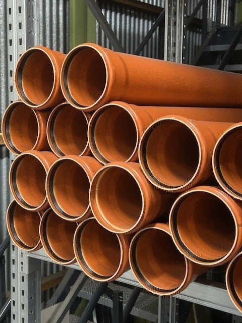 0692. Rioolbuis pvc 160mm SN8 rood/bruin met manchetmof, Ophalen, Nieuw