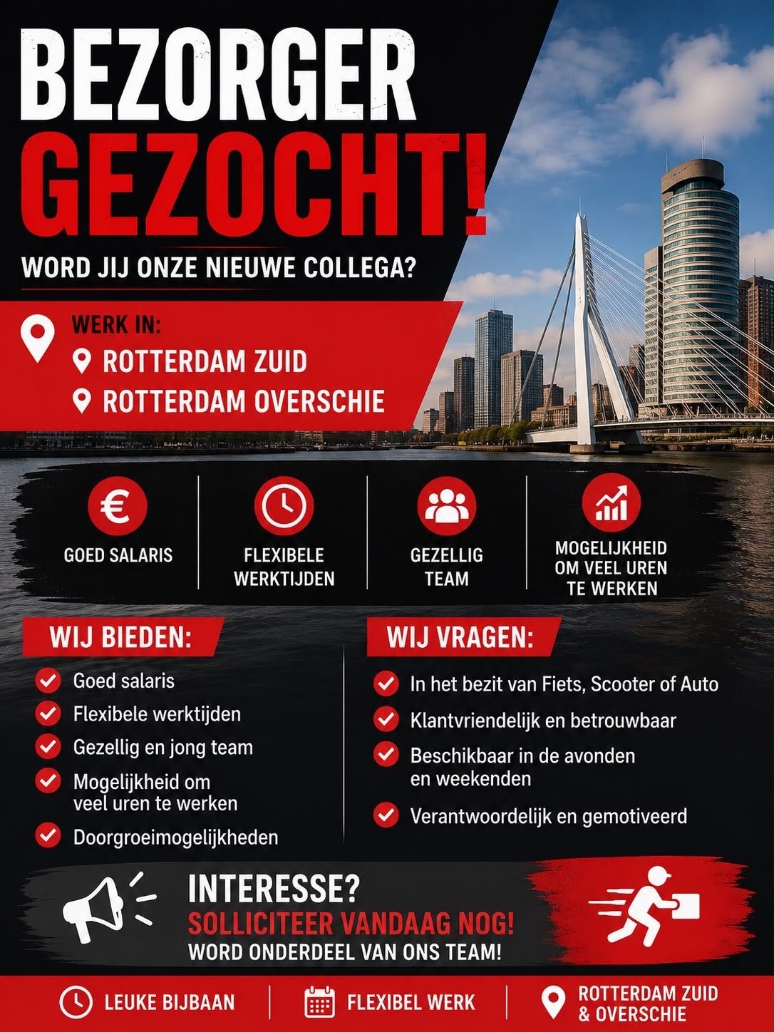 Bezorger gezocht Rotterdam, Overige niveaus, Starter, Overige vormen