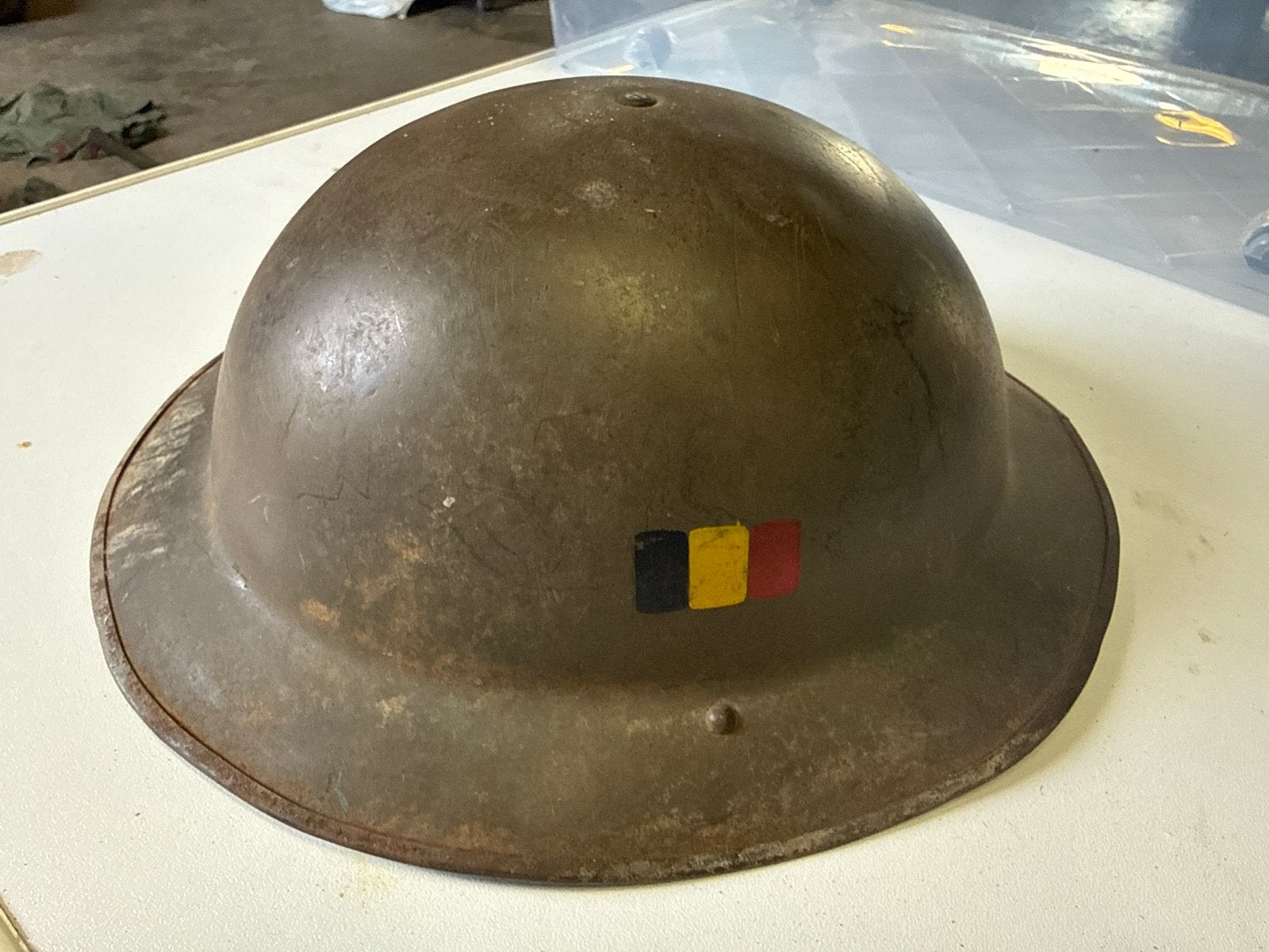Vintage Belgische Legerhelm, Verzamelen, Militaria | Algemeen, Ophalen of Verzenden, Landmacht, Overige gebieden, Helm of Baret