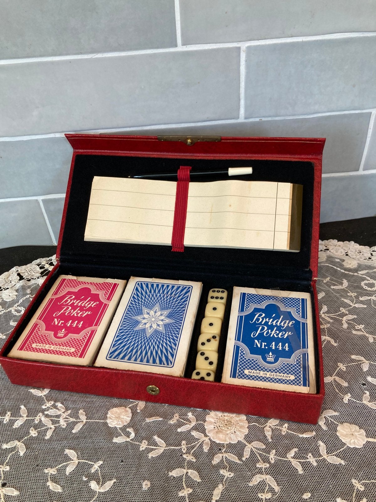 Vintage etui bridge en pokerspel (090425c), Hobby en Vrije tijd, Gezelschapsspellen | Kaartspellen, Ophalen of Verzenden, Zo goed als nieuw