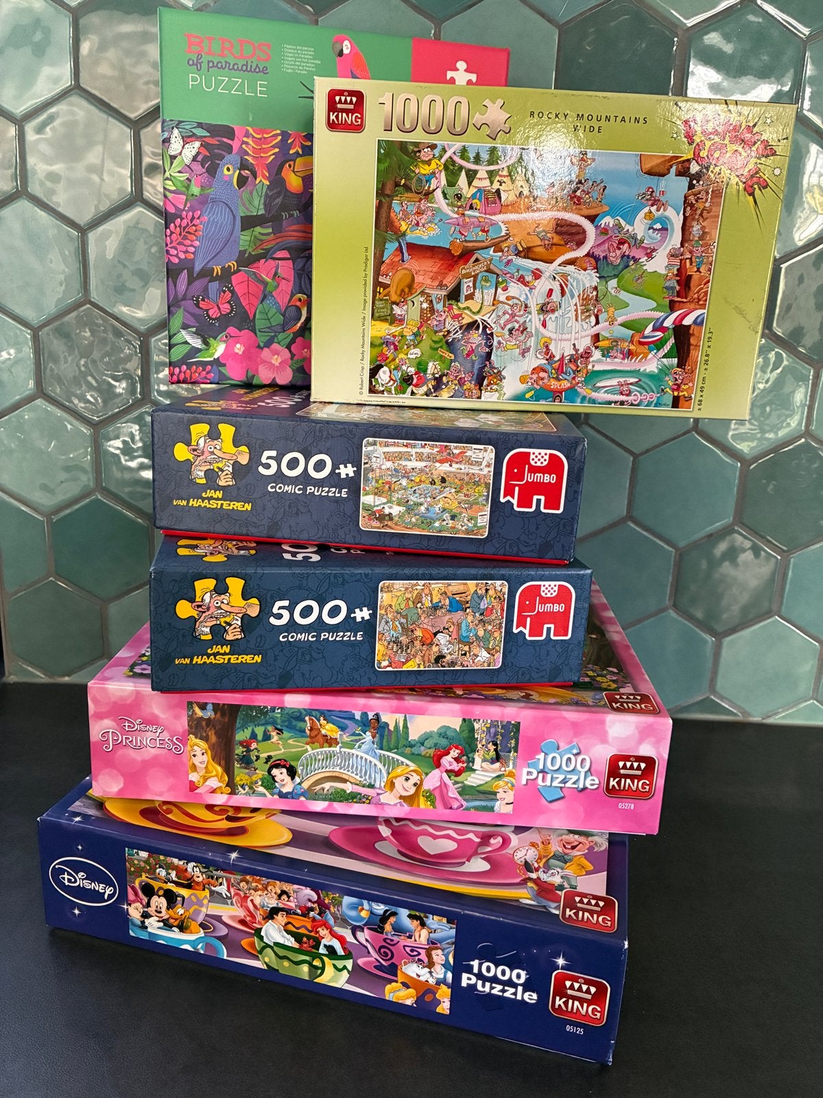 Grote set puzzels (compleet): oa Disney, Van Haasteren, Ophalen of Verzenden, 500 t/m 1500 stukjes, Zo goed als nieuw, Legpuzzel
