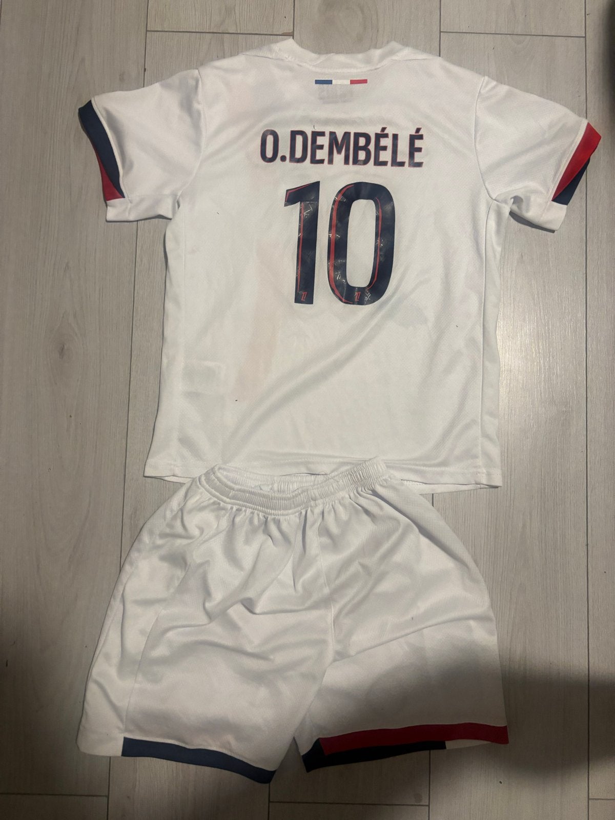 PSG O. Dembélé Voetbaltenue Maat 140, Sport en Fitness, Maat XS of kleiner, Ophalen, Gebruikt, Set