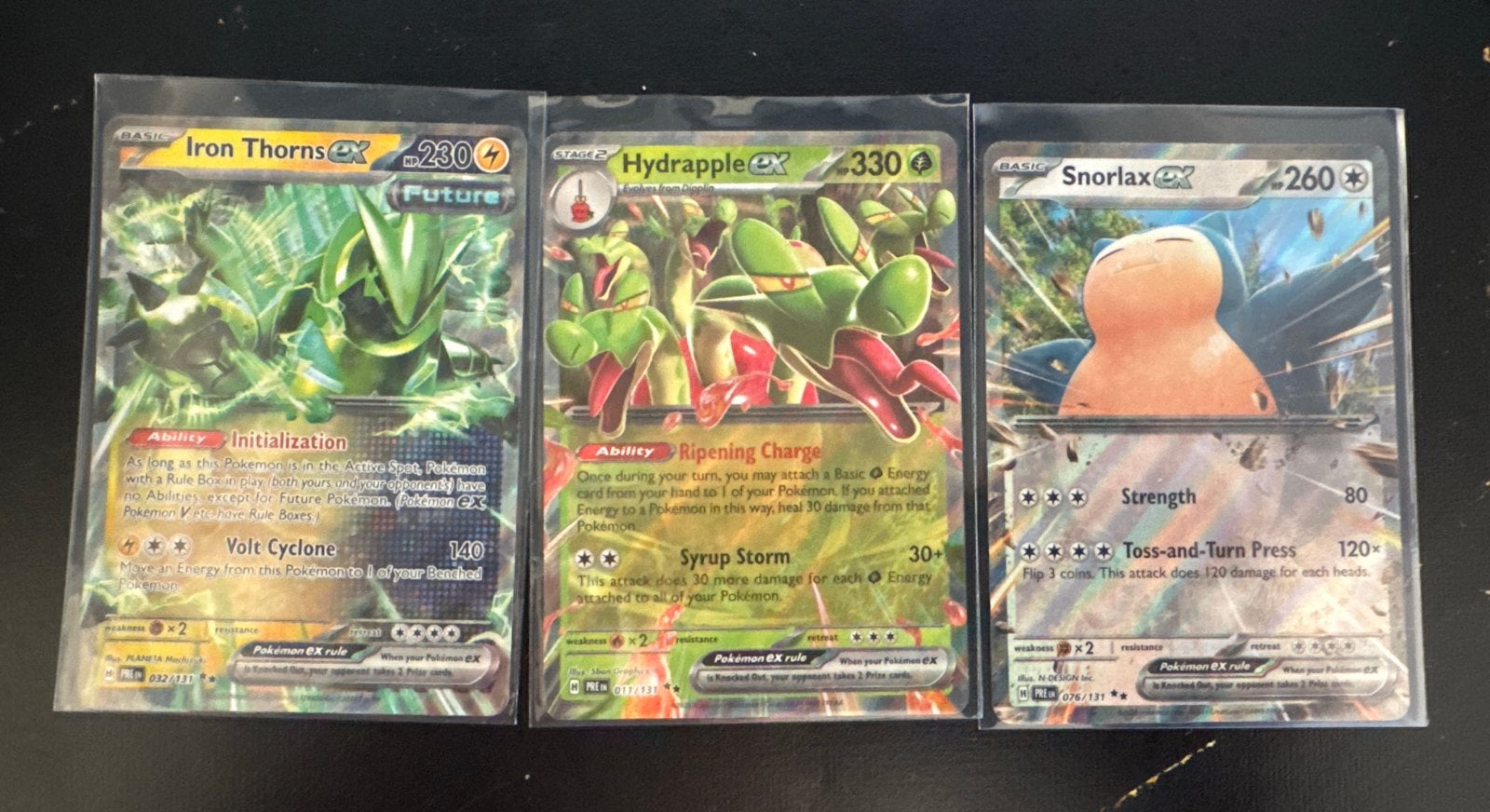 Iron Thorns, Hydrapple, Snorlax EX Pokemon, Ophalen of Verzenden, Nieuw, Losse kaart, Foil