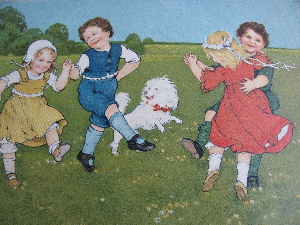 Antieke Kaart / M Flatscher - Kineren Hond / Thee Reclame, Verzenden, Voor 1920, Gelopen, Kinderen