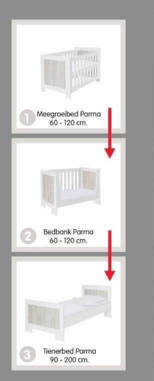 Interbaby doorgroei ledikant 60x120 incl. AeroSleep matras, Ophalen, Zo goed als nieuw, Ledikant
