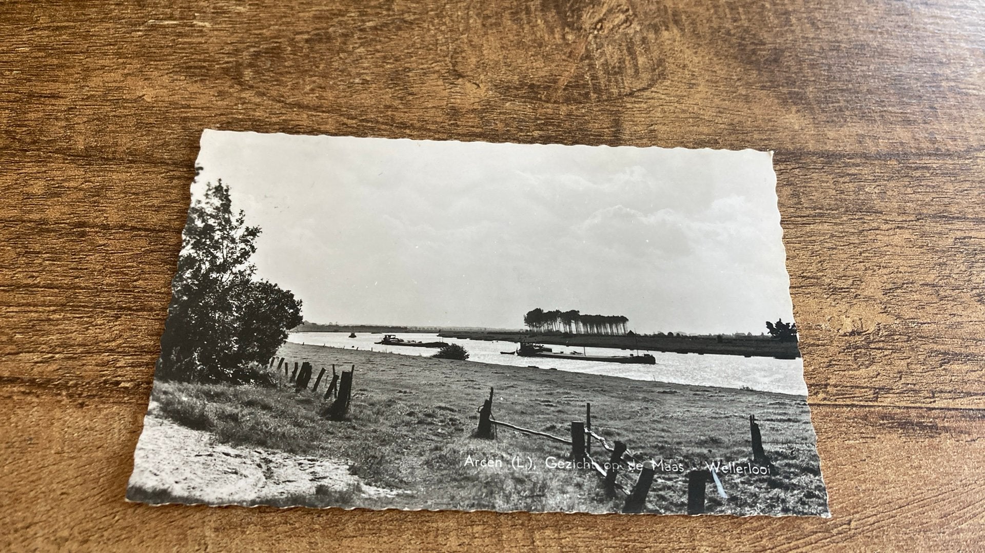 oude ansichtkaart Arcen Wellerlooi gezicht op Maas, Ophalen of Verzenden, 1940 tot 1960, Gelopen, Limburg
