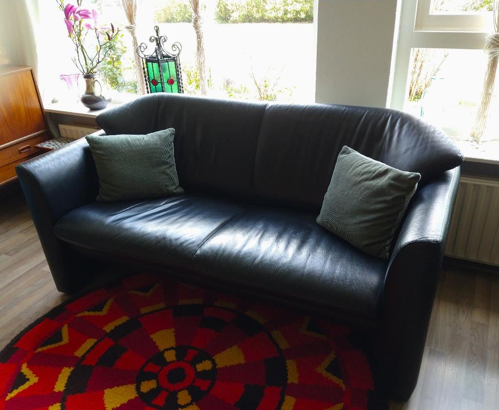 Leolux Morion bank - Zwart Leder - Dutch Design, Ophalen, Design, 150 tot 200 cm, Tweepersoons