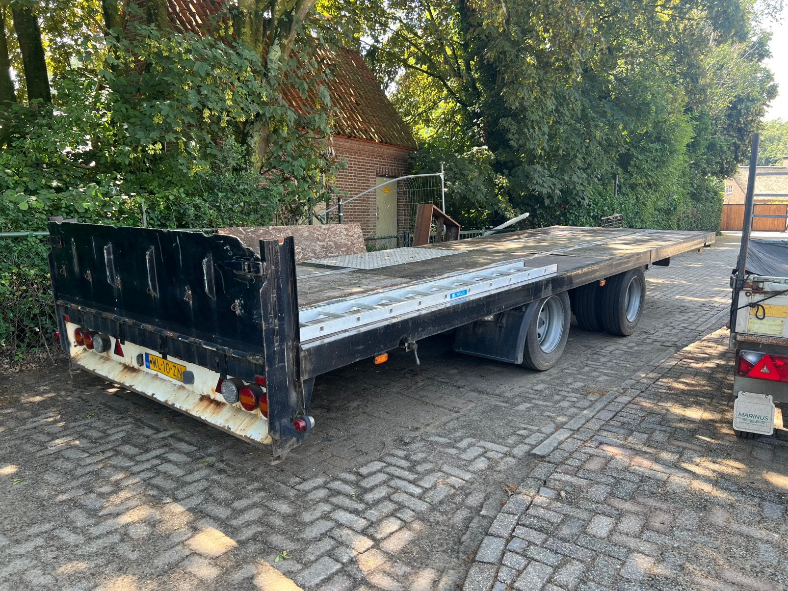 Platte kar middenas aanhanger, Ophalen of Verzenden, Gebruikt