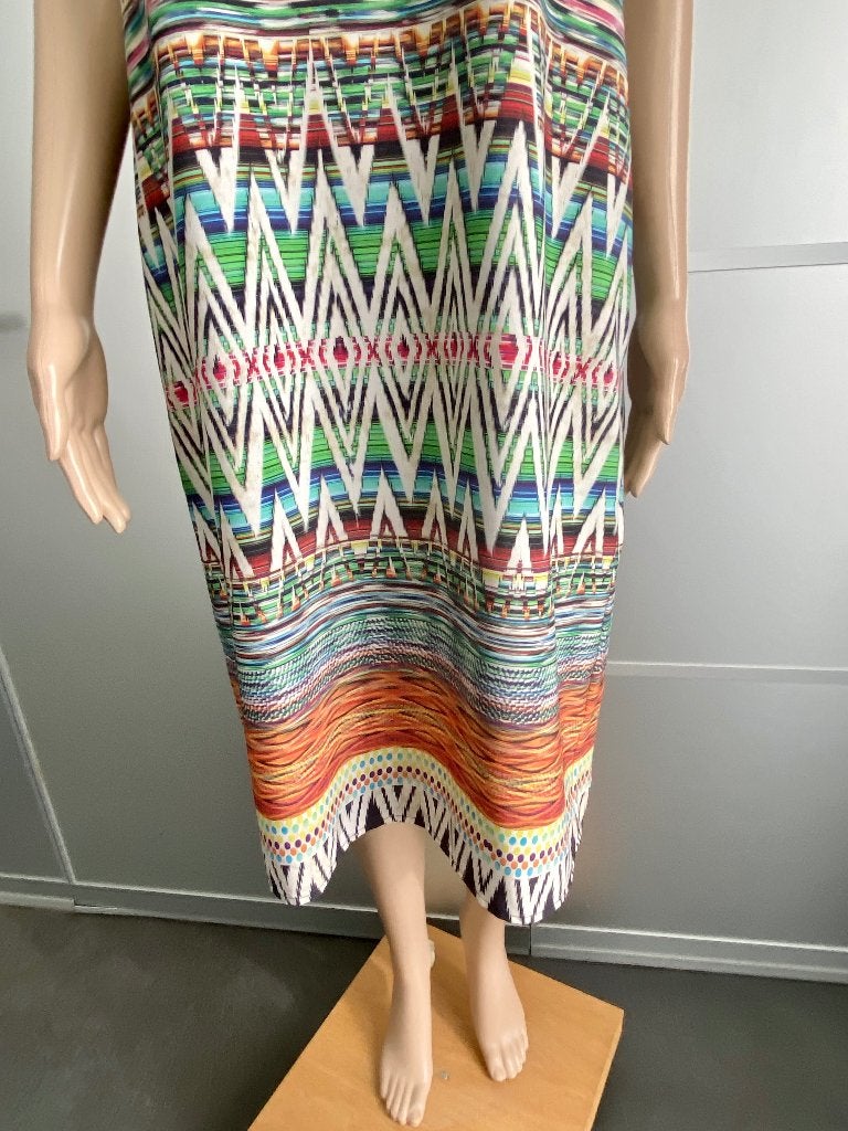 K264 Stroke maat 44/46=XL jurk zomer jurkje wit/groen/blauw, Kleding | Dames, Jurken, Wit, Maat 42/44 (L), Ophalen of Verzenden