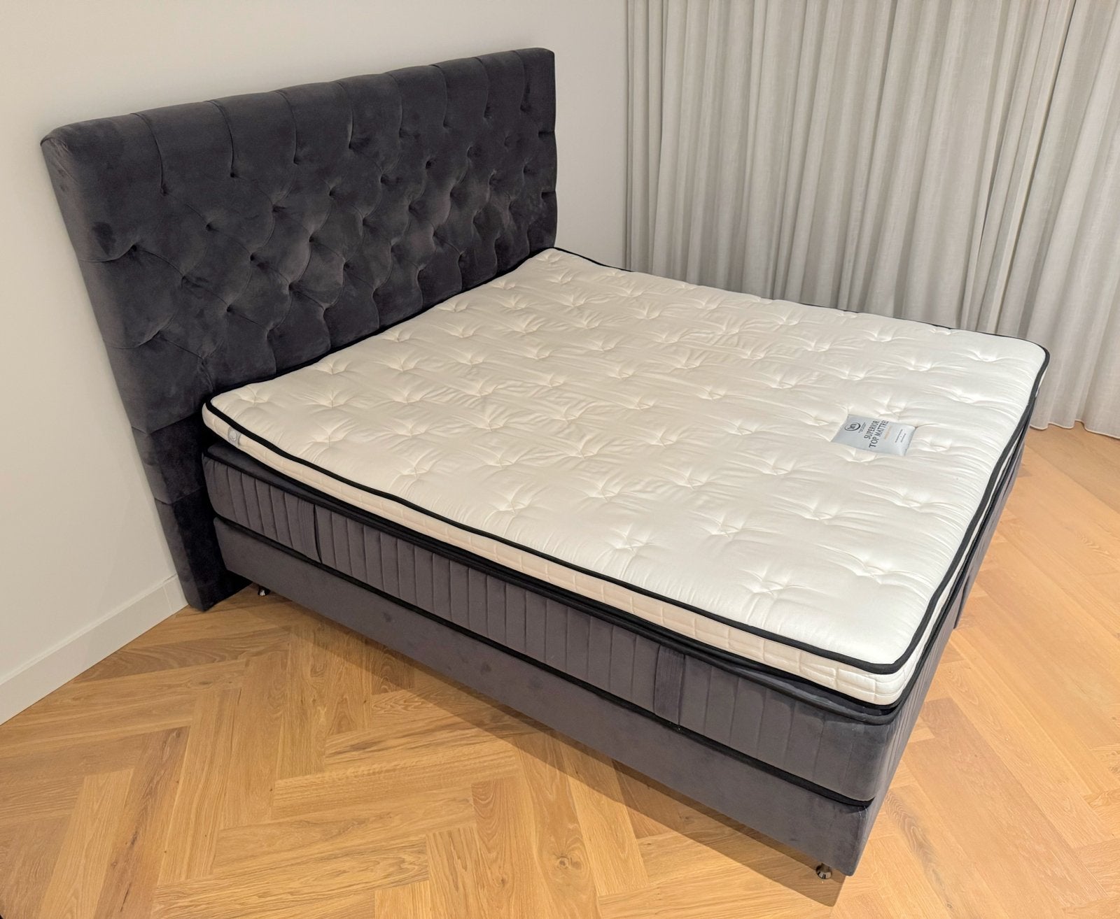 Serta York Luxury Boxspring Bed 180x200 + Matras & Topper, Modern/Contemporary, Tweepersoons, Ophalen of Verzenden, Zo goed als nieuw