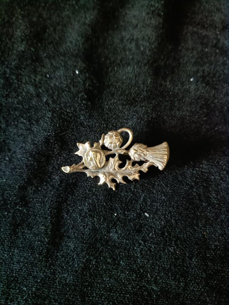 Vintage Franse Distel Broche - Notre Dame de Benoite Vaux, Overige materialen, 4 tot 7 cm, Gebruikt, Ophalen of Verzenden