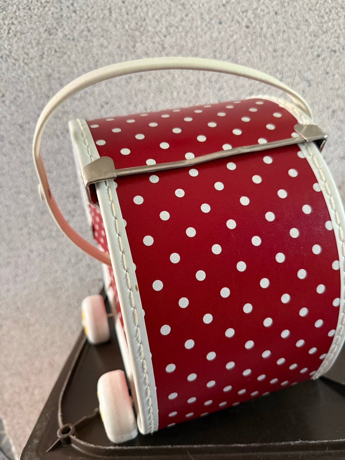 Vintage Poppenwagentje Rood met Witte Stippen, Ophalen, Gebruikt, Overige typen