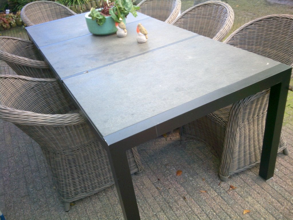 tuinset tafel en 6 stoelen, Ophalen, Gebruikt, 6 zitplaatsen, Aluminium