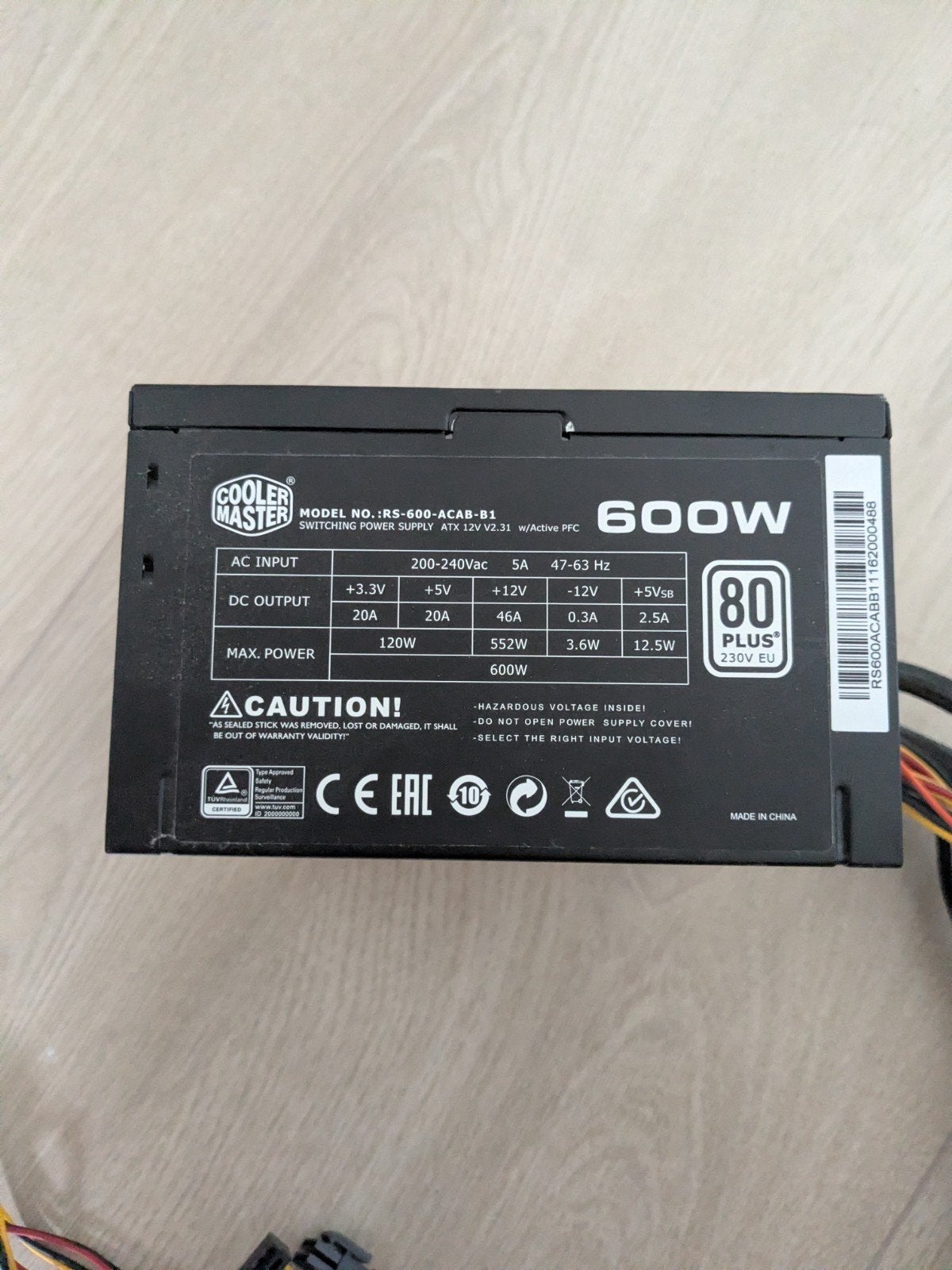 Cooler Master RS-600-ACAB-B1 600W Voeding, Computers en Software, Interne voedingen, Ophalen, Gebruikt