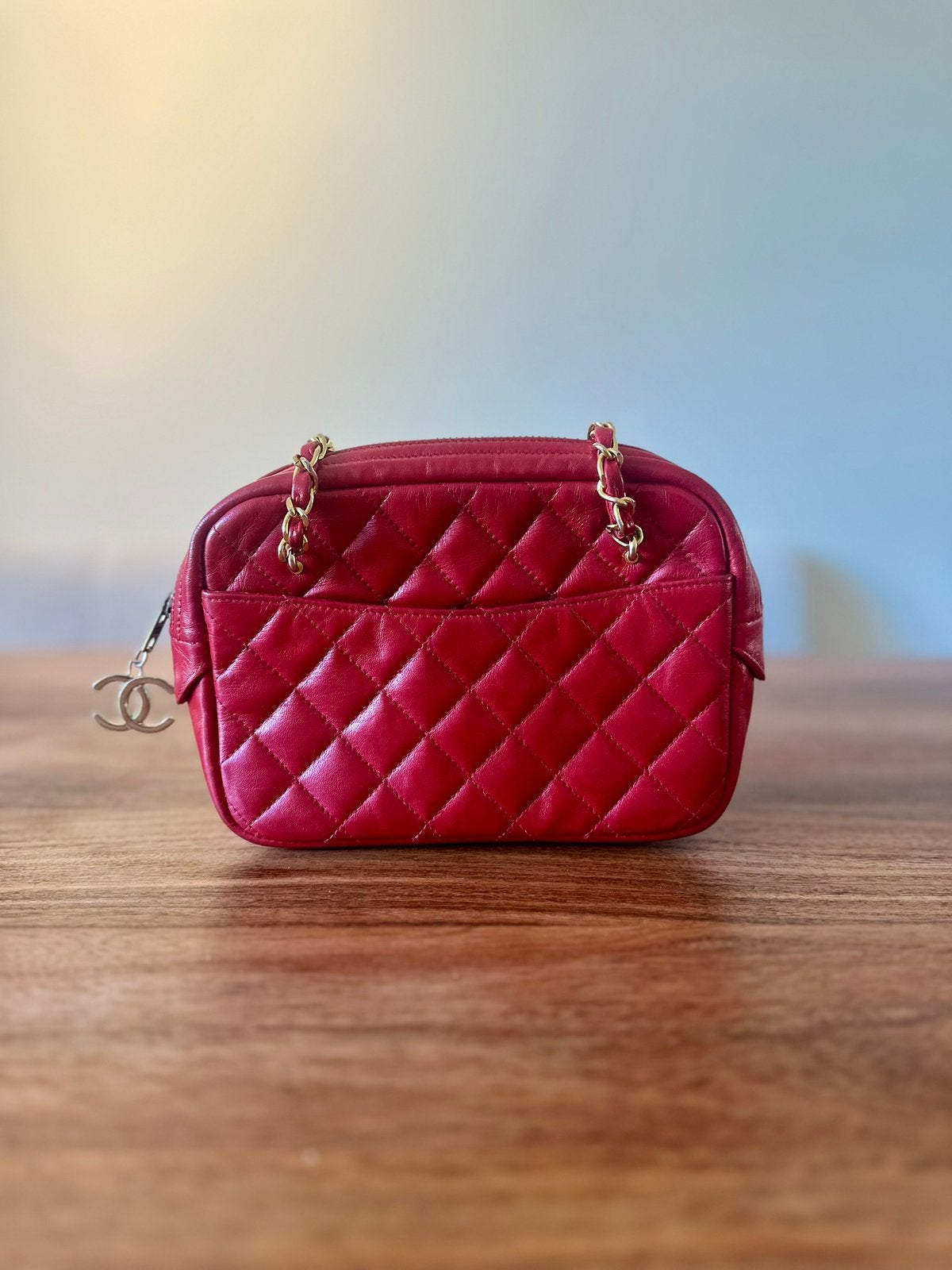 Chanel Camera Bag, Ophalen, Zo goed als nieuw, Rood, Schoudertasje