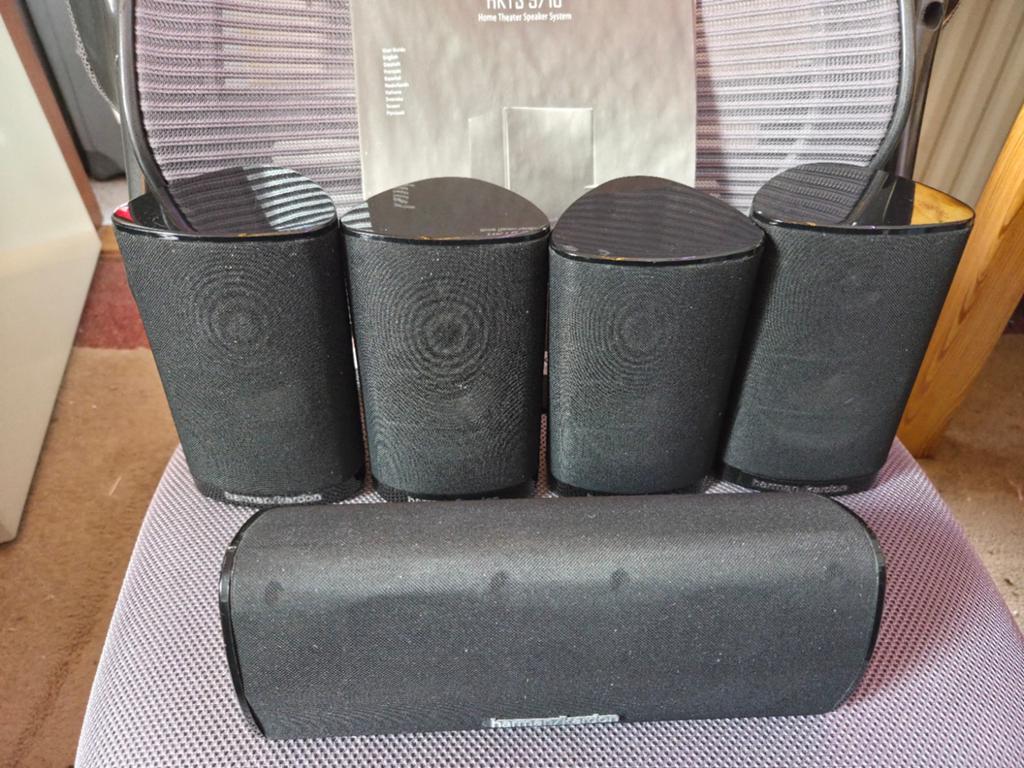 Harman Kardon HKTS 9/16 Home Theater Speakerset + Sub, Gebruikt, 70 watt of meer, 5.1-systeem, Overige spelers