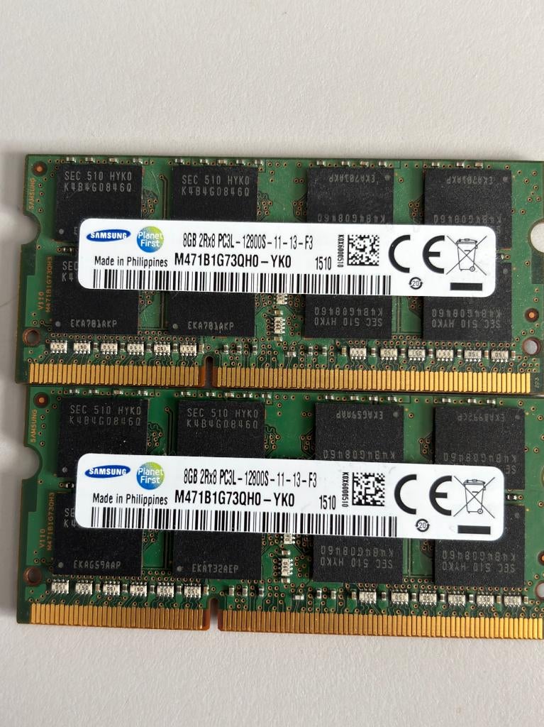 16 GB (2x8) DDR3 Samsung 2Rx8 SODIMM laptop geheugen, Computers en Software, RAM geheugen, DDR3, Ophalen of Verzenden, Zo goed als nieuw