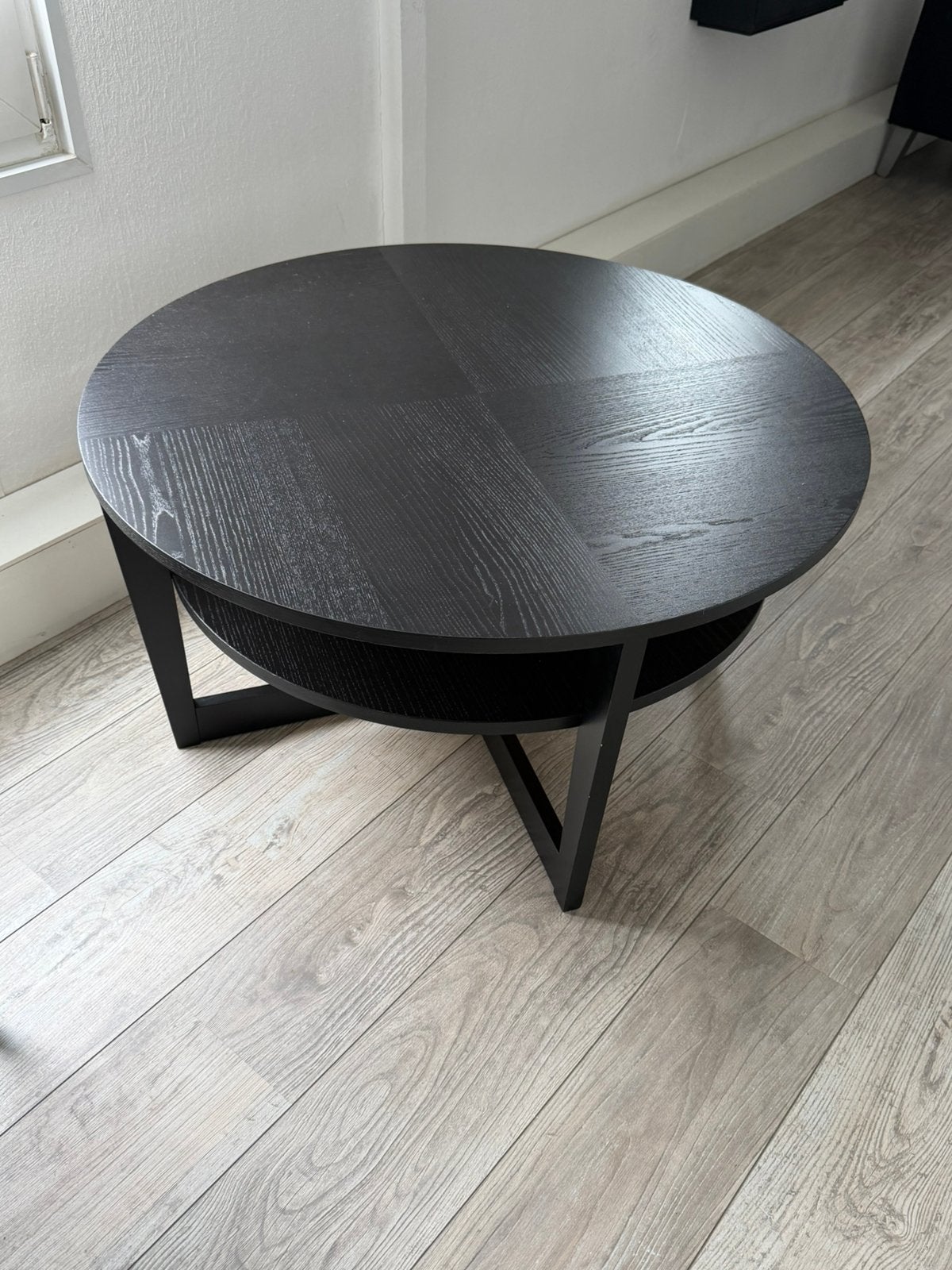 Salontafel zwart nerf, Ophalen, Zo goed als nieuw, Rond, 50 tot 100 cm