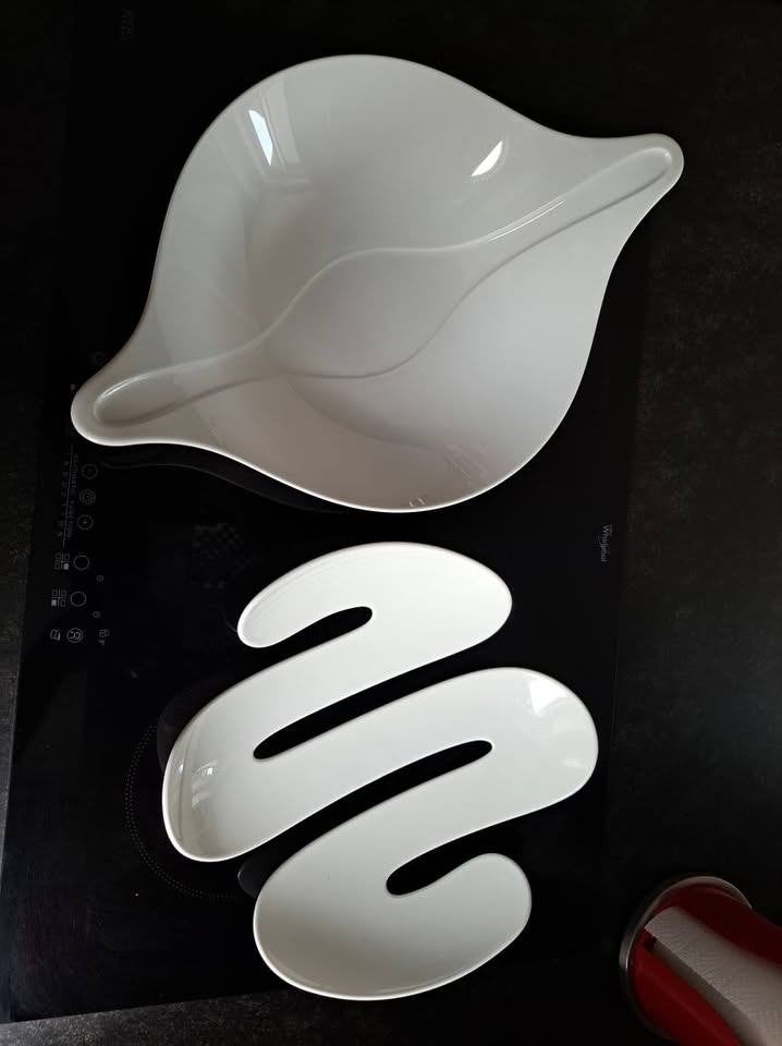 Koziol fruitschaal en saladeschaal met bestek (set van 2), Overige materialen, Ophalen of Verzenden, Modern, Schaal of Schalen