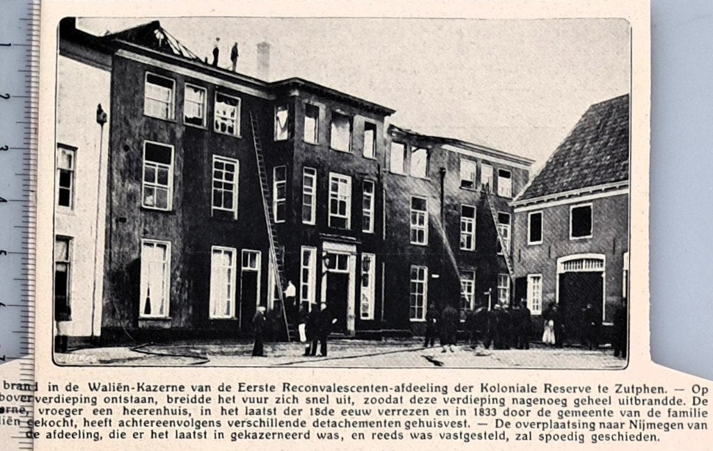 Leger 1912: brand in Waliën-kazerne te Zutphen, Verzamelen, Verzenden, Voor 1940, Gebruikt, Overige onderwerpen