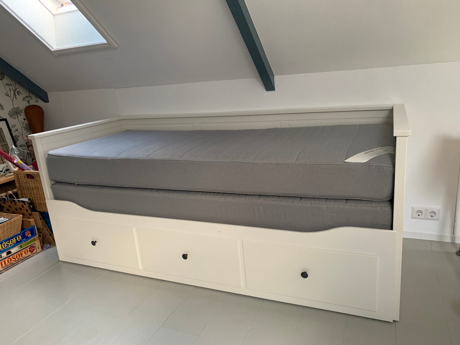 Brimnes slaapbank bedbank wit met 2 matrassen, Ophalen, Tweepersoons, 160 cm, Hout