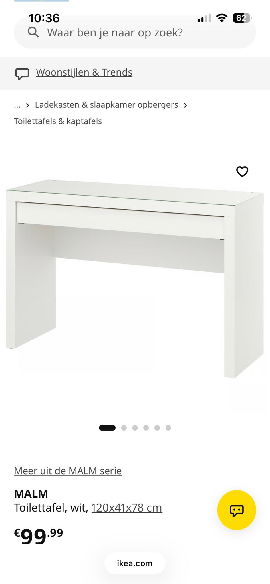 Witte kaptafel, Ophalen, Gebruikt, 100 tot 150 cm, Minder dan 100 cm