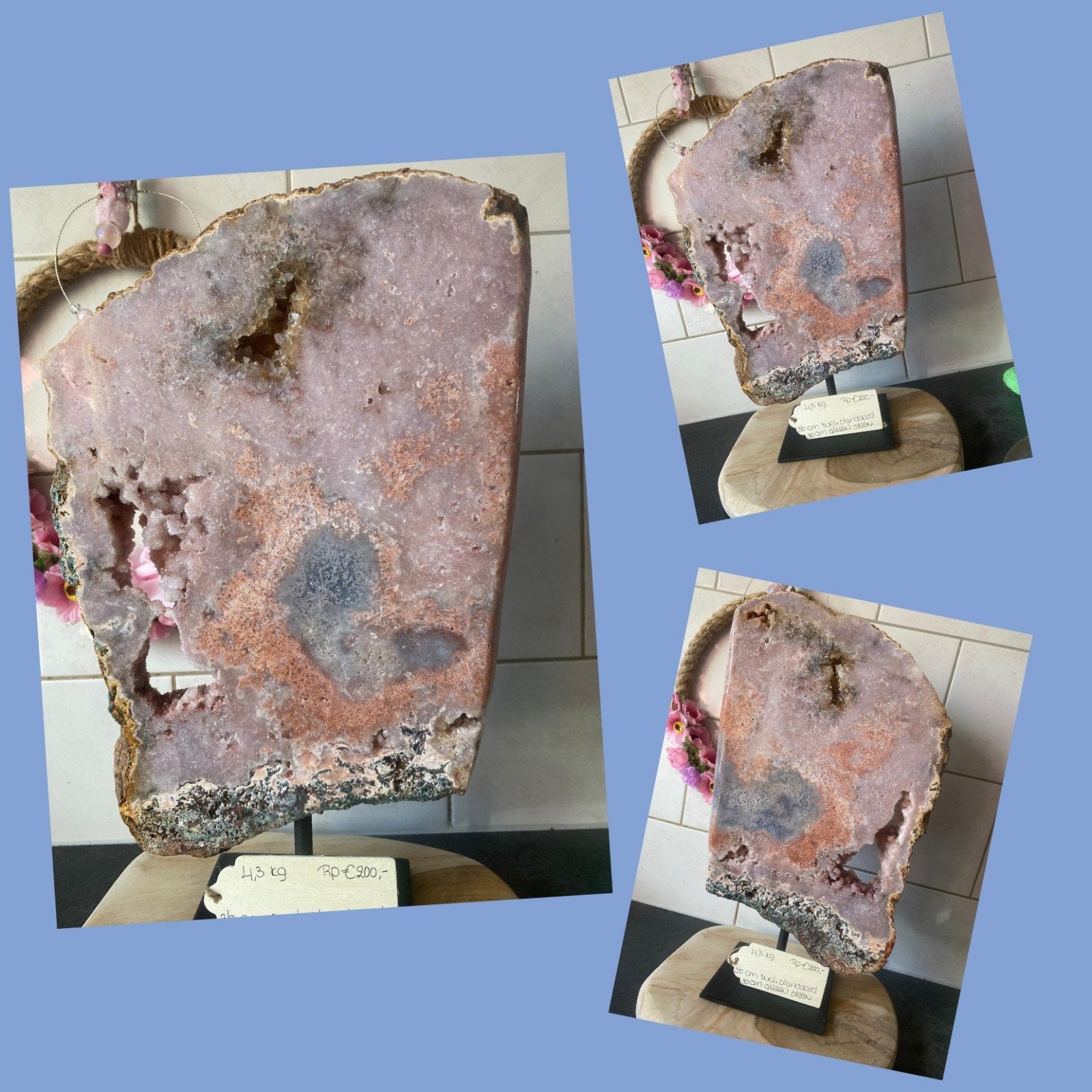 Roze amethisten (chalcedoon), prachtig!!!!!, Verzamelen, Mineralen en Fossielen, Ophalen of Verzenden