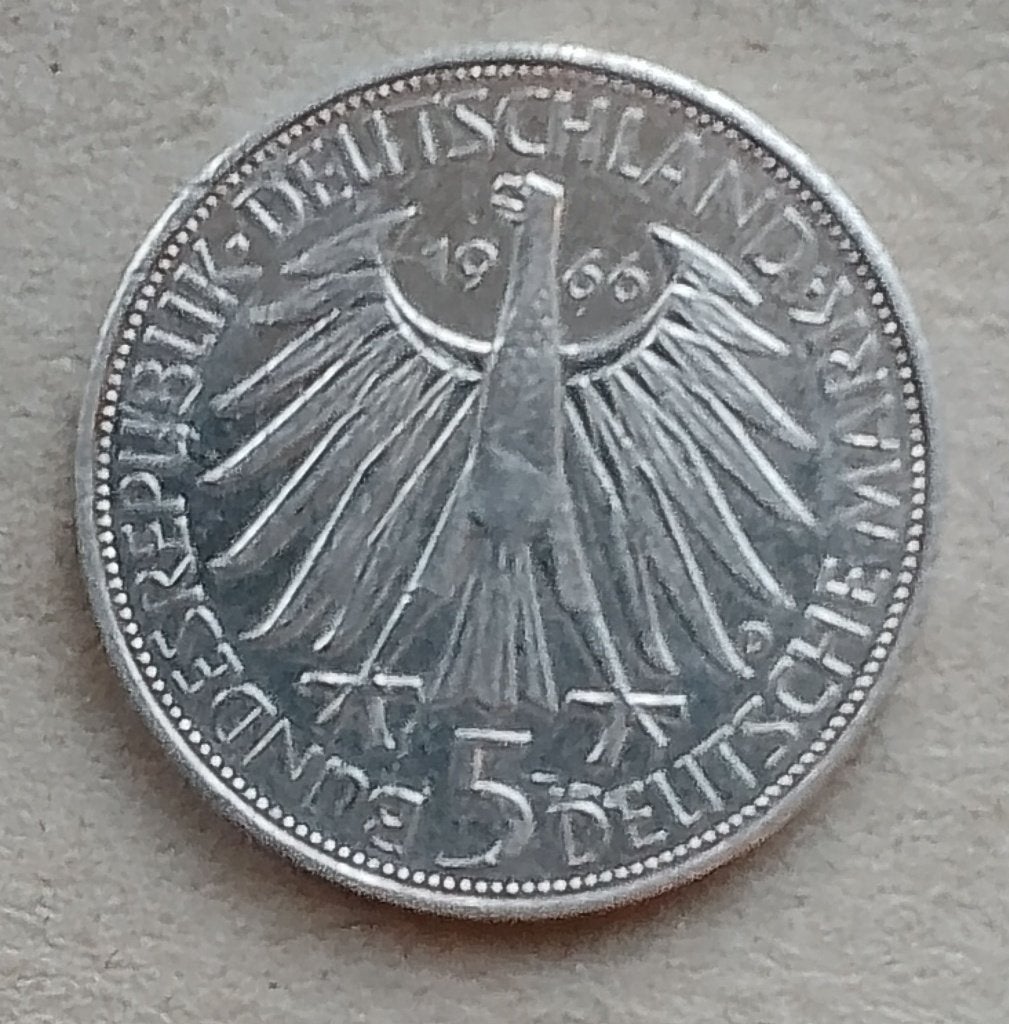 Duitsland, 5 mark 1966 D, Ophalen of Verzenden, Duitsland, Losse munt, Zilver