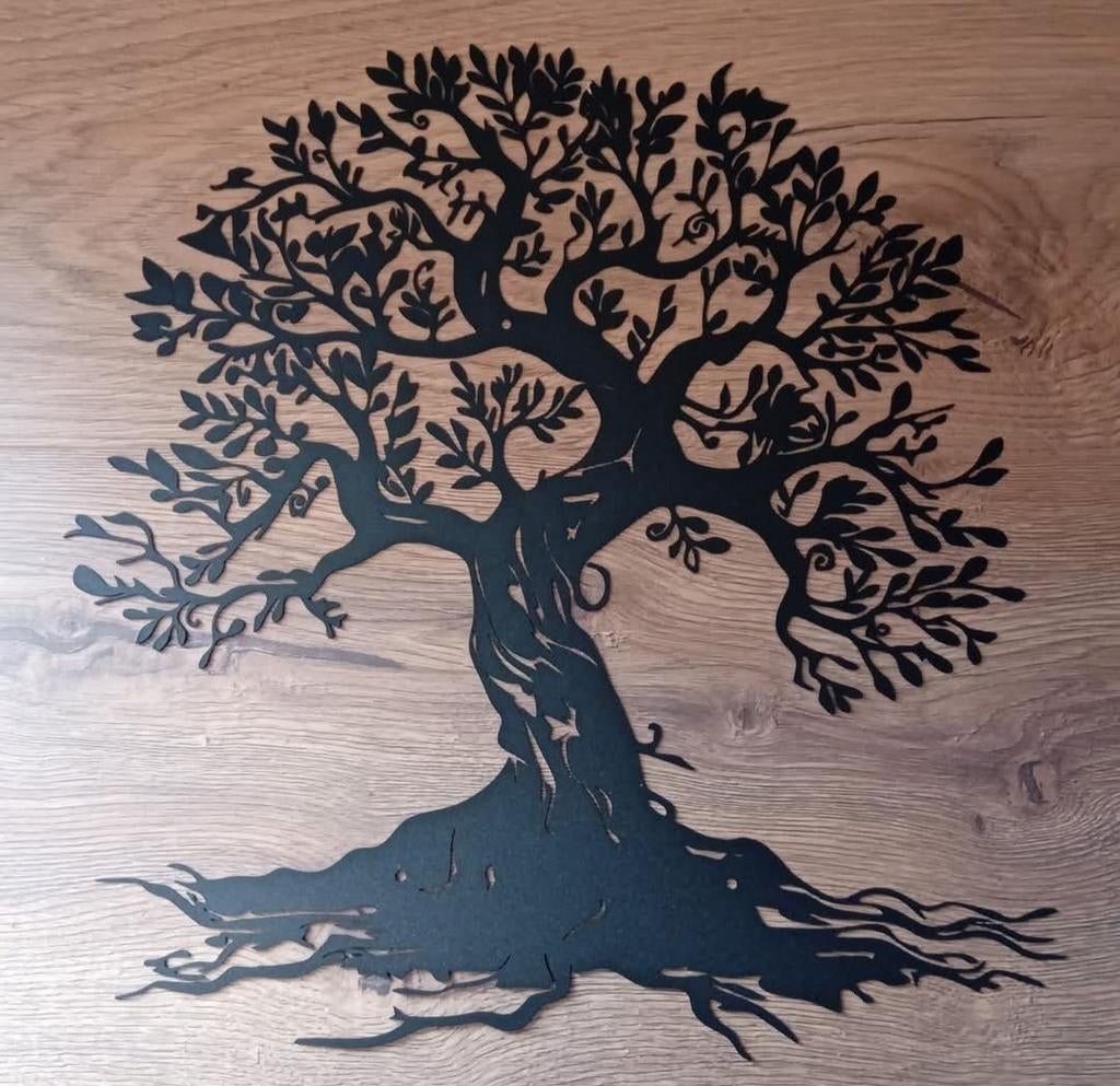 Metalen levensboom muurdecoratie 40 cm, Metaal, 35 cm, Zwart, Ophalen of Verzenden