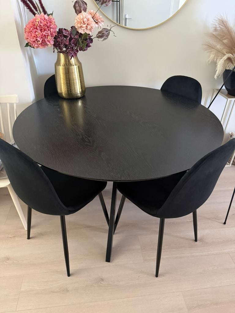 Eetkamer tafel, Huis en Inrichting, Tafels | Eettafels, Gebruikt, 100 tot 150 cm, 100 tot 150 cm, Vier personen, Rond, Metaal