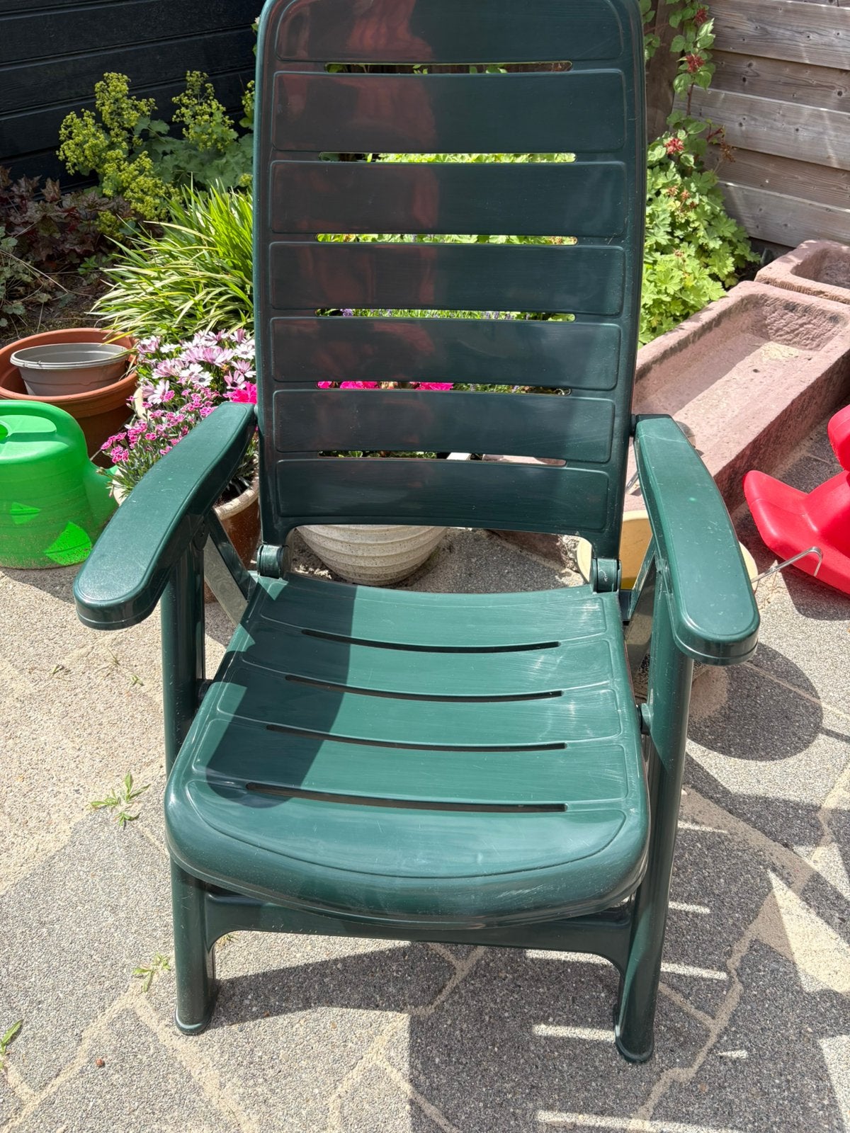 Vier indentieke verstelbare Flair tuinstoelen, Ophalen, Zo goed als nieuw, Kunststof, Verstelbaar