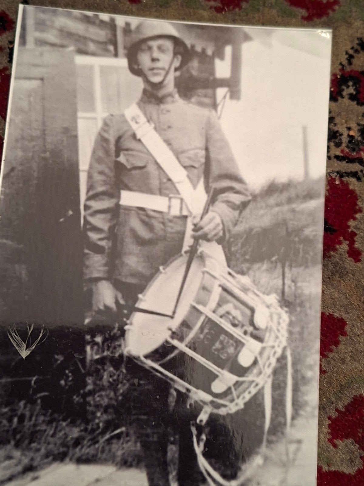 Vintage foto van soldaat met trommel, Ophalen, Gebruikt, Foto, Voor 1940