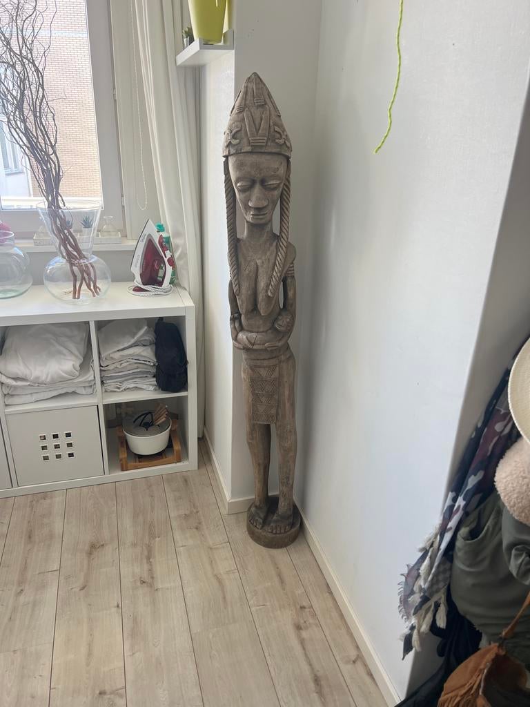 Groot houten Afrikaans beeld - handgesneden, Ophalen of Verzenden