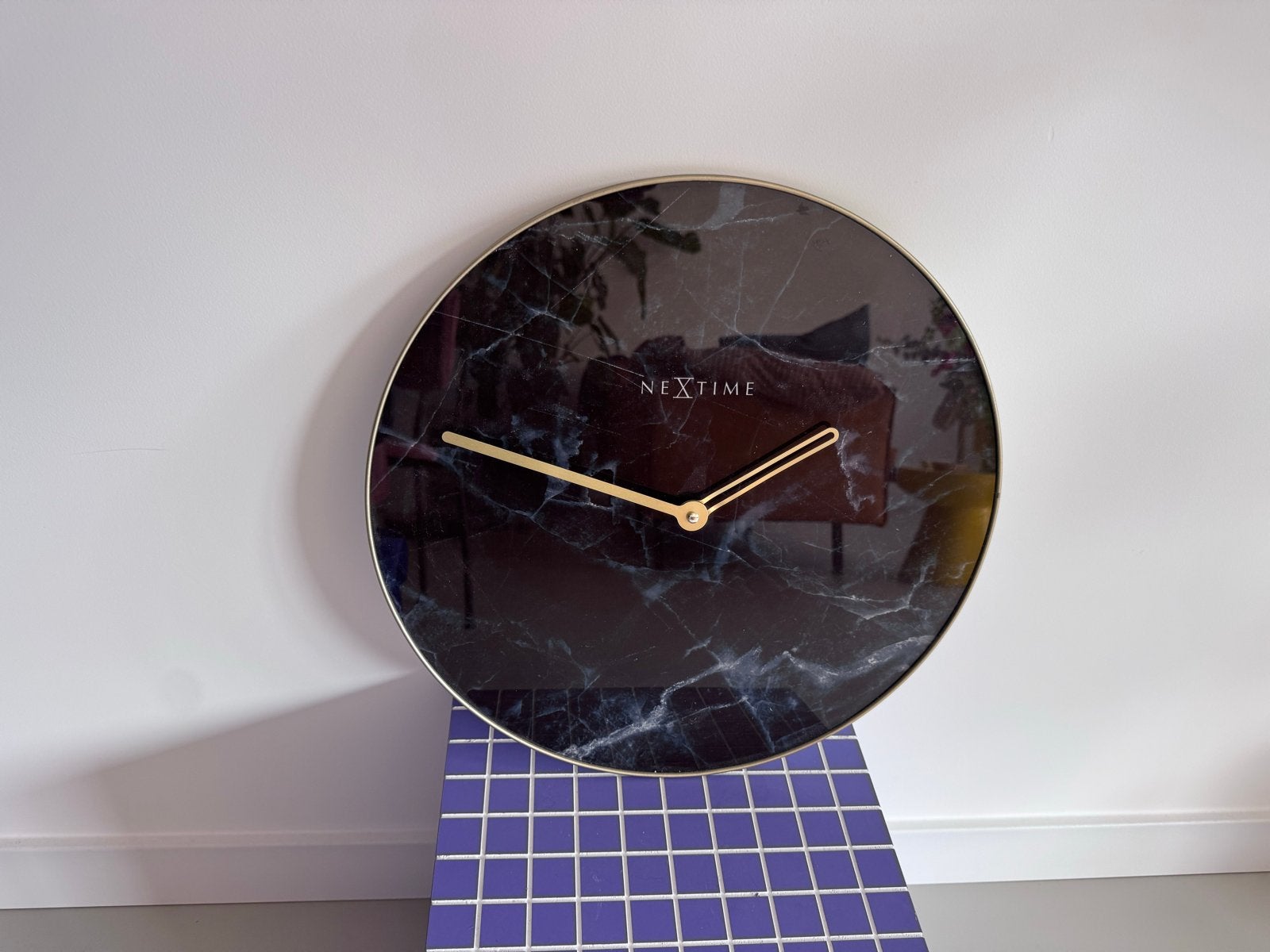Nextime Wandklok Marmerlook Zwart/Goud, Ophalen, Wandklok, Analoog, Werkt op batterijen