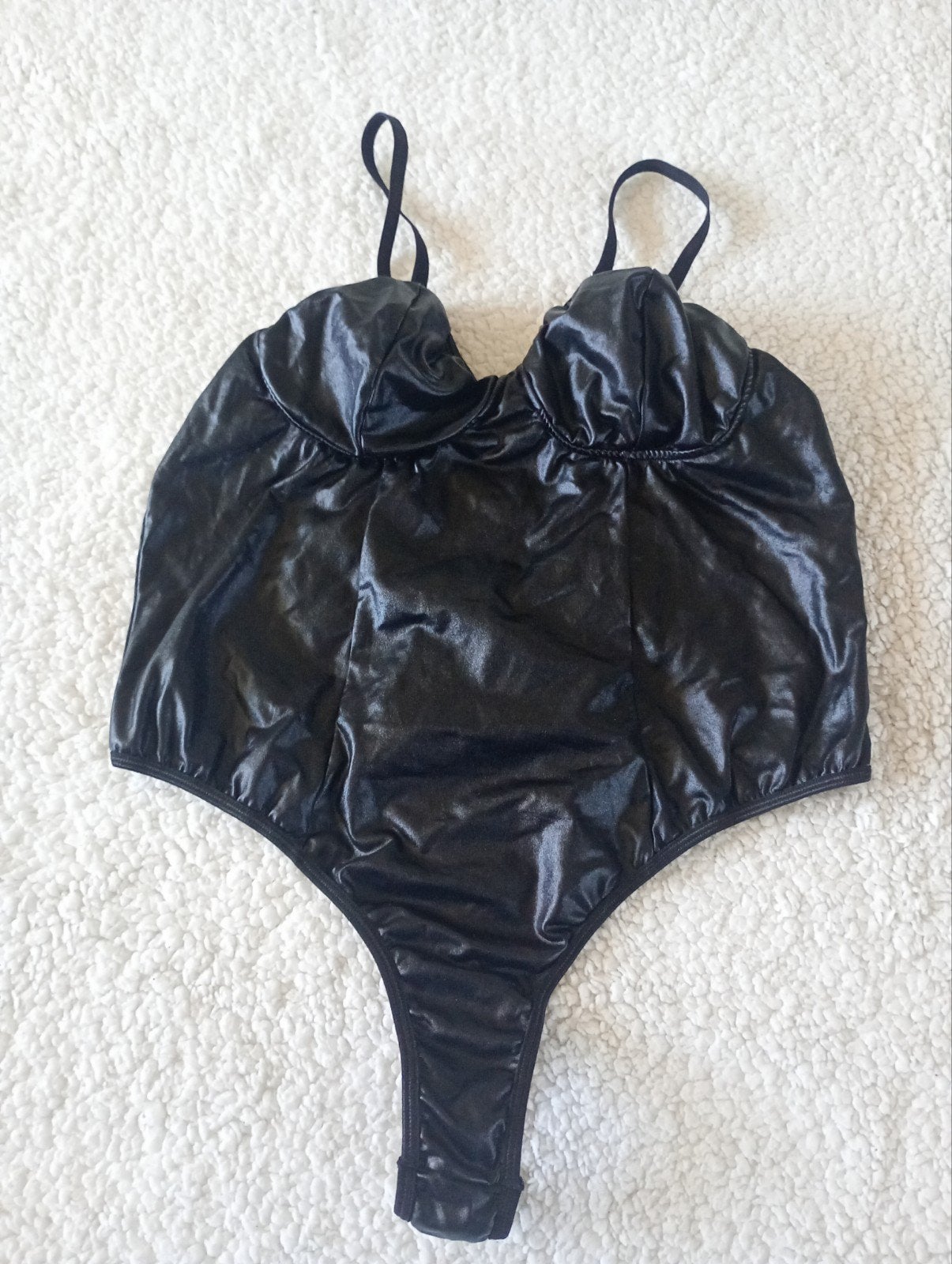 ROMWE Wetlook Bodysuit Zwart XXL - Metallic Body met Bandjes, Kleding | Dames, Romwe, Romwe, Verzenden, Zwart