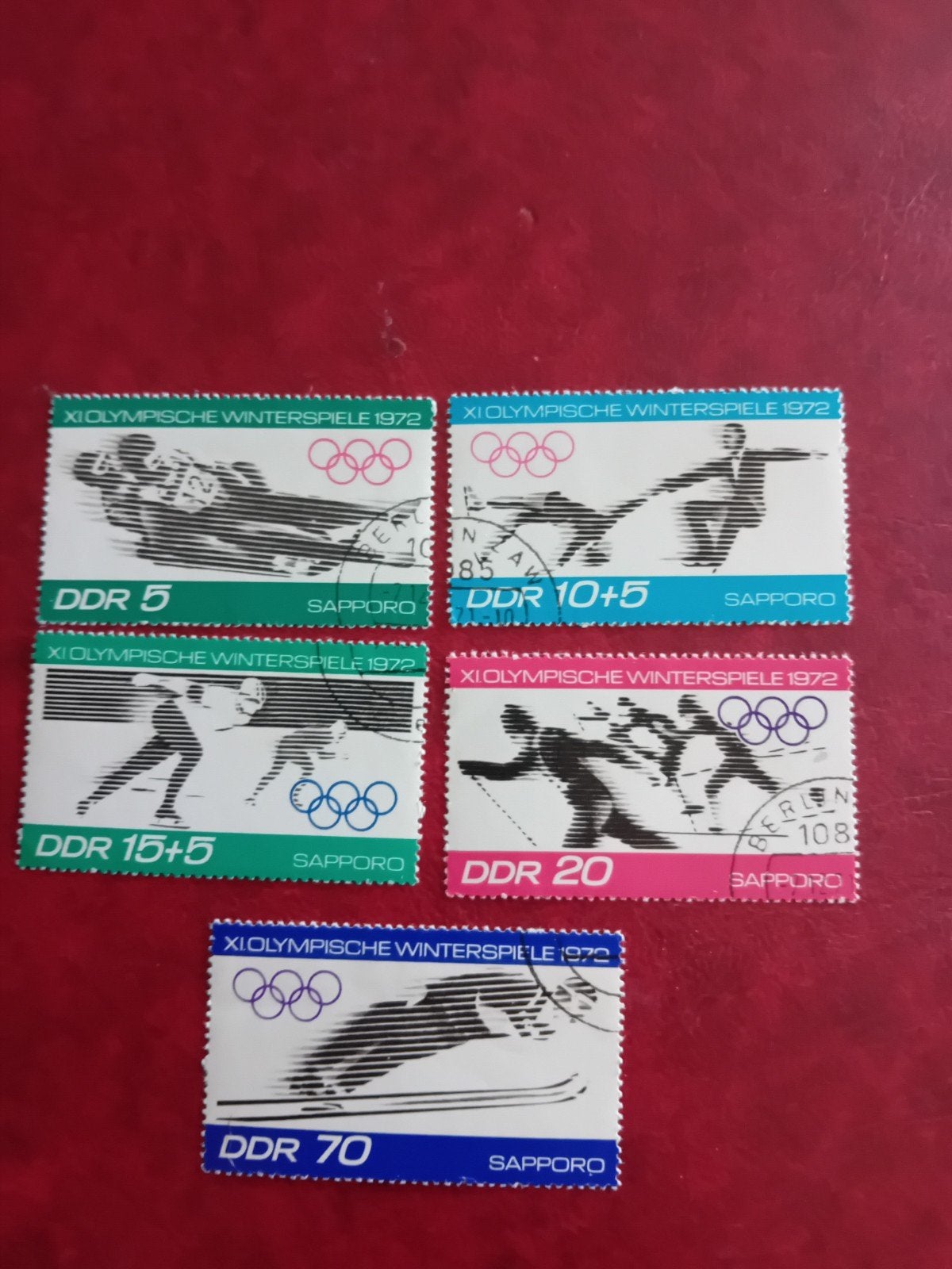 DDR Postzegels Olympische Winterspelen 1972 Sapporo, Postzegels en Munten, Ophalen of Verzenden, Gestempeld