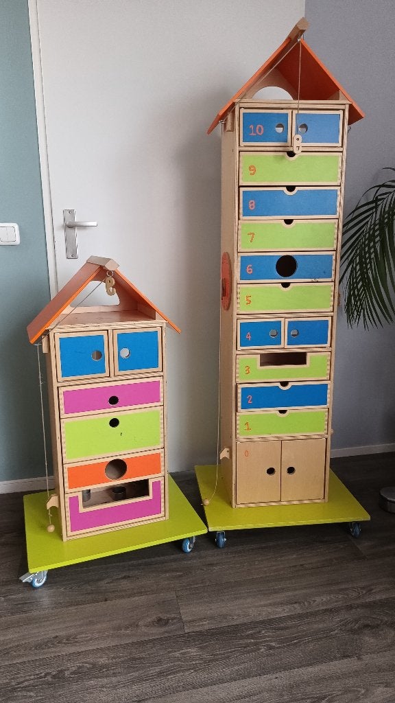 Educo "Rekenflat, Lettervilla" Mobiele Speel opbergkasten 2x, Ophalen, Zo goed als nieuw, Kast