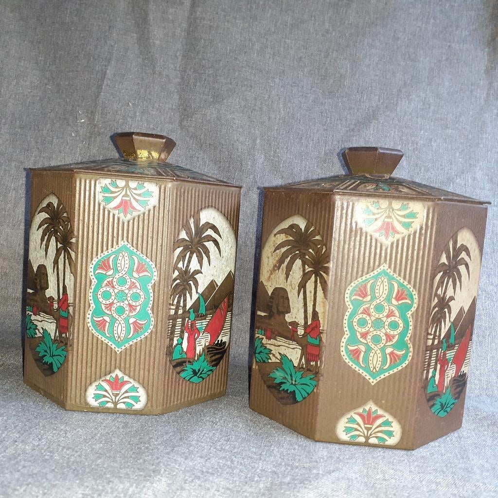 2x theeblik. Art Nouveau, jugendstil, antiek, Ophalen of Verzenden, Gebruikt, Overige
