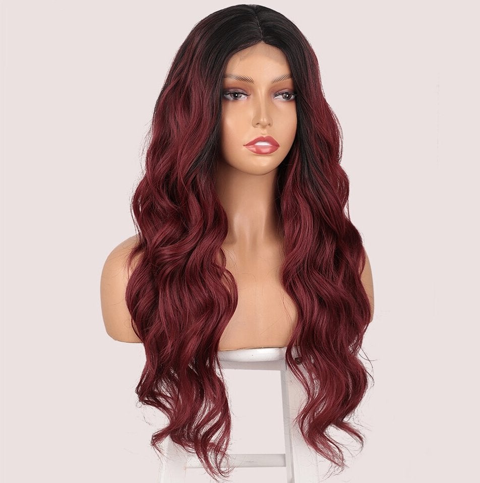 Front Lace Rode Ombre Pruik Haar Rood Dames Vrouwen, Verzenden, Nieuw, Pruik of Haarverlenging