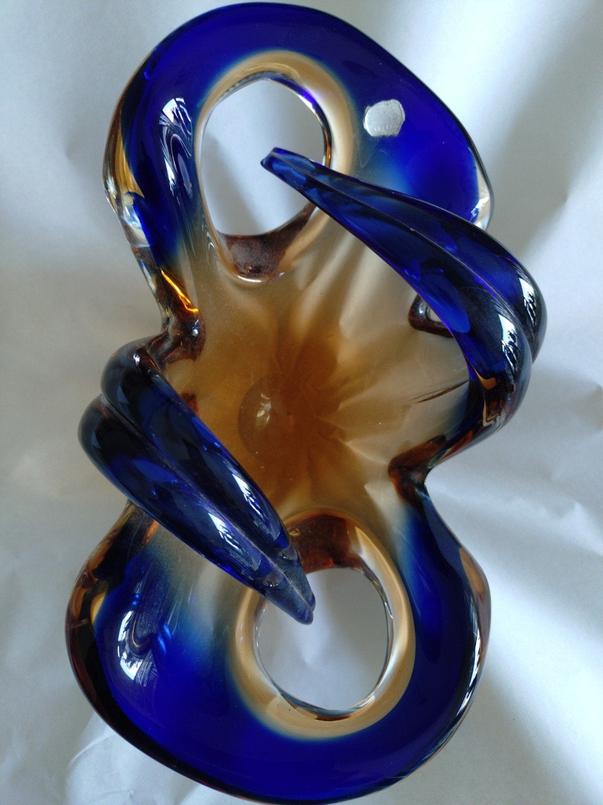 Murano Glazen sculptuur blauw/amberkleurig, Ophalen