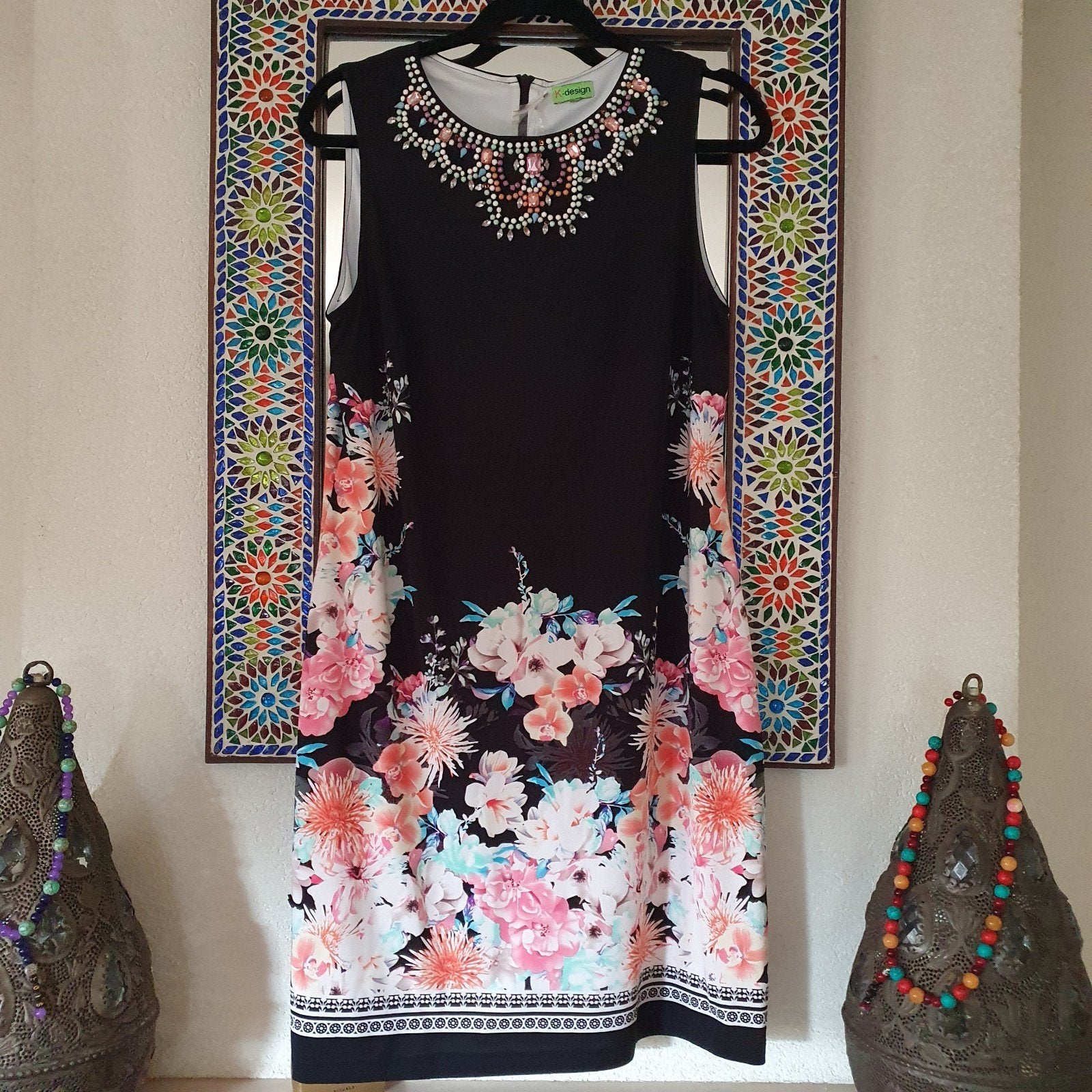 K design prachtige jurk maat Xl, Ophalen of Verzenden, Zo goed als nieuw, Maat 46/48 (XL) of groter, Onder de knie