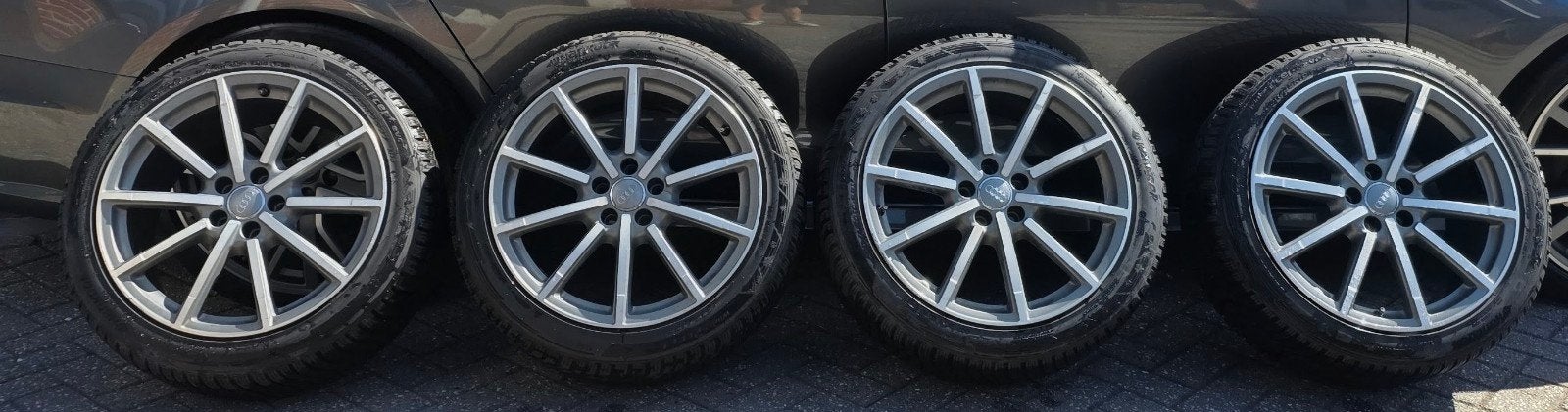 Audi A6 velgen met nagenoeg nieuwe Hankook winterbanden, Banden en Velgen, Nieuw, Winterbanden, 235 mm