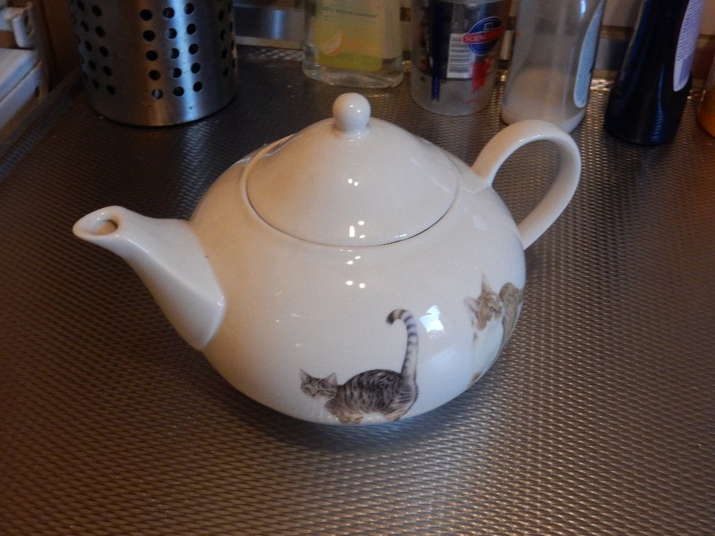 Theepot Franciens Katten, te koop., Huis en Inrichting, Keuken | Servies, Ophalen, Overige typen, Zo goed als nieuw, Overige stijlen