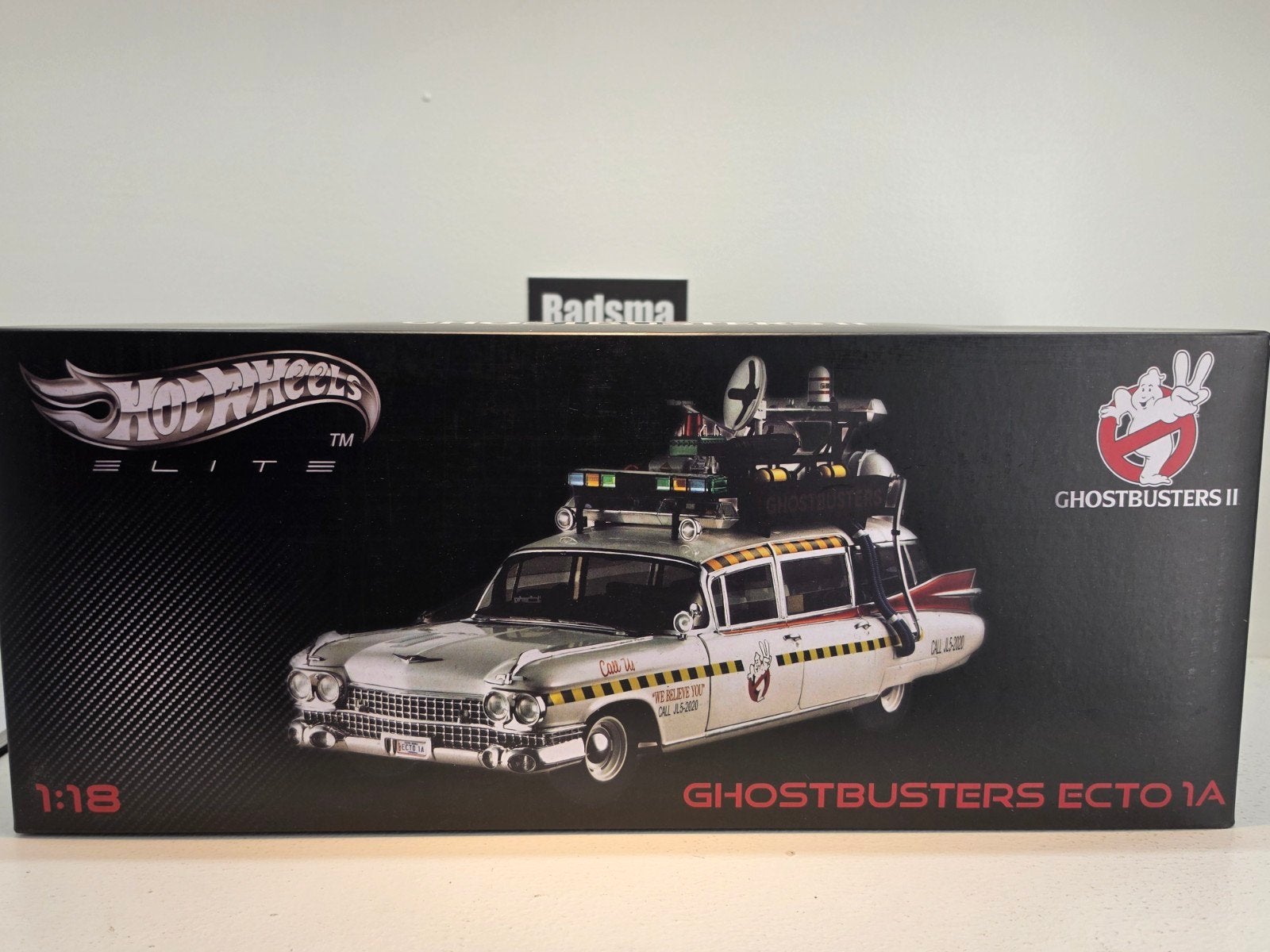 Ghostbusters Ecto 1A " Filmauto " 1:18 Hotwheels Elite, Hotwheels elite, Auto, Nieuw, Ophalen of Verzenden