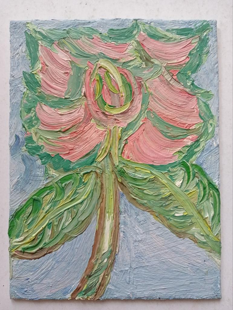 Bloem olieverf op canvas board, Ophalen of Verzenden
